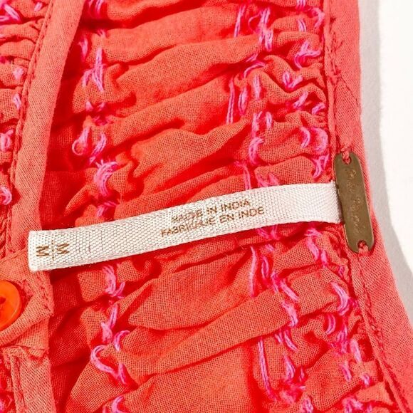 Free People orange smocked boho blouse - Picture 4 of 15